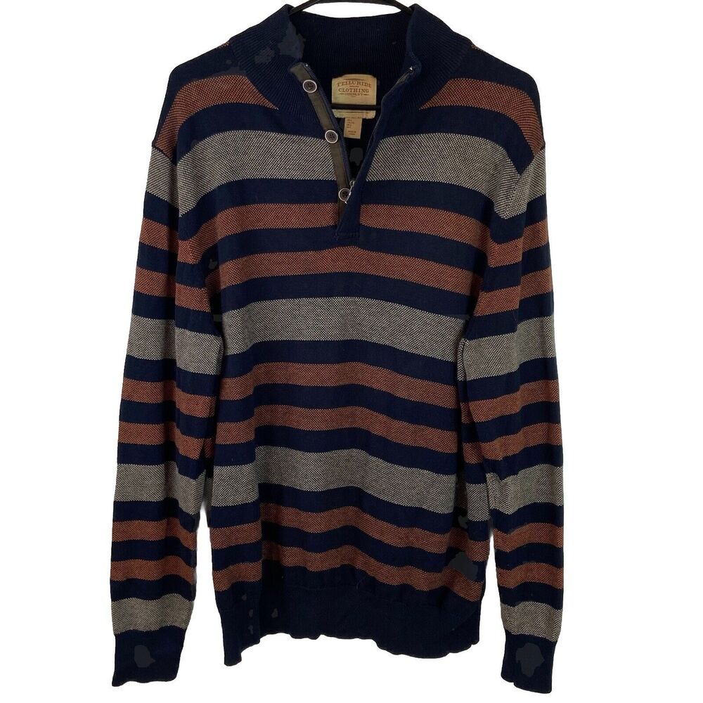 Telluride Clothing Company Men's Striped Pullover Sweater Cotton Size Large